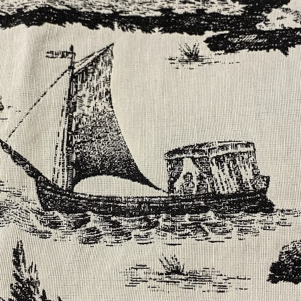 Vintage Fabric Waverly Rustic Life Toile County Scen French 2 Yd x57" Upholstery - Picture 12 of 13